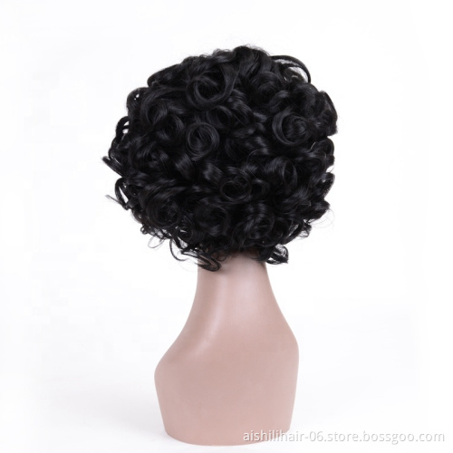 Aishili Wholesale Lace Front Wig Short Black Synthetic Wigs Lace Frontal Wig Spring Curly And Deep Wave For Women